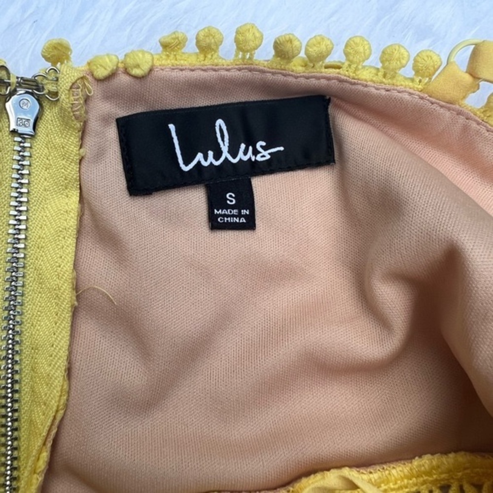 Lulu’s Beauty and Lace Yellow Crochet Mini Dress - Picture 5 of 9
